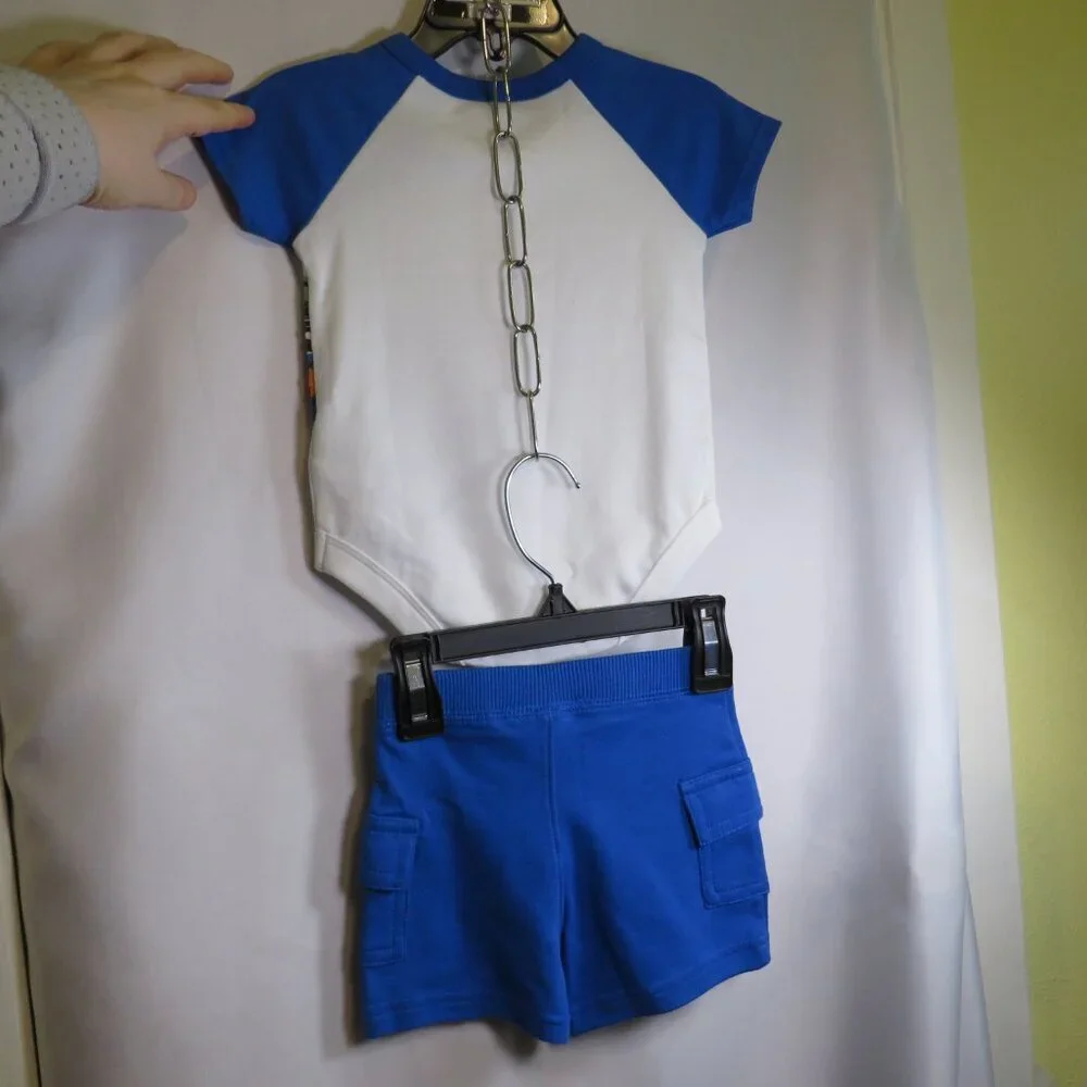 Baby Truck Jeep Bodysuit with shorts 2pc 0-3mts 100% cotton